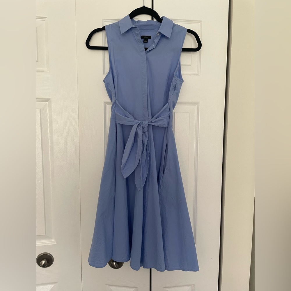 Ann Taylor Factory Sleeveless Collared Midi Dress in Periwinkle Blue